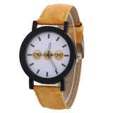 Neutral Cute Emoji Fashion Leather Quartz Wrist Watch